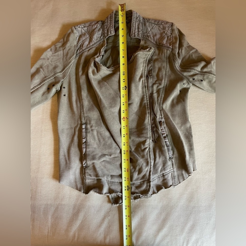 Free People Shrunken Moto jacket; moss green - Picture 8 of 9